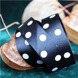 Halloween Ribbon - Black Polka Dot